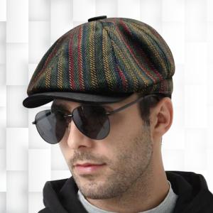 Striped Color-Blocked Newsboy All Season